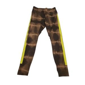 Nike One Luxe Full Length Womens Leggings Size M Dark Green Tie Dye Neon Strip